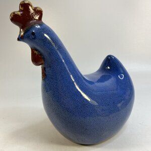 Chicken Rooster Ceramic Art Pottery Sponge Painted Figurine Farmhouse  9.75